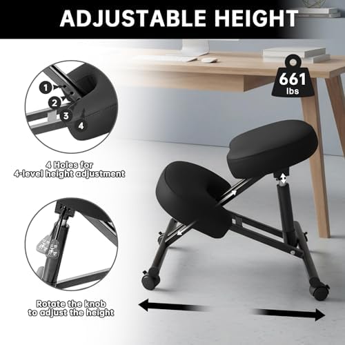 Adjustable PU Leather Ergonomic Kneeling Chair