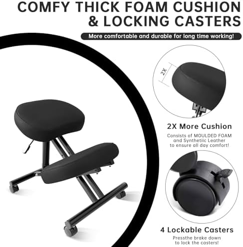 Adjustable PU Leather Ergonomic Kneeling Chair