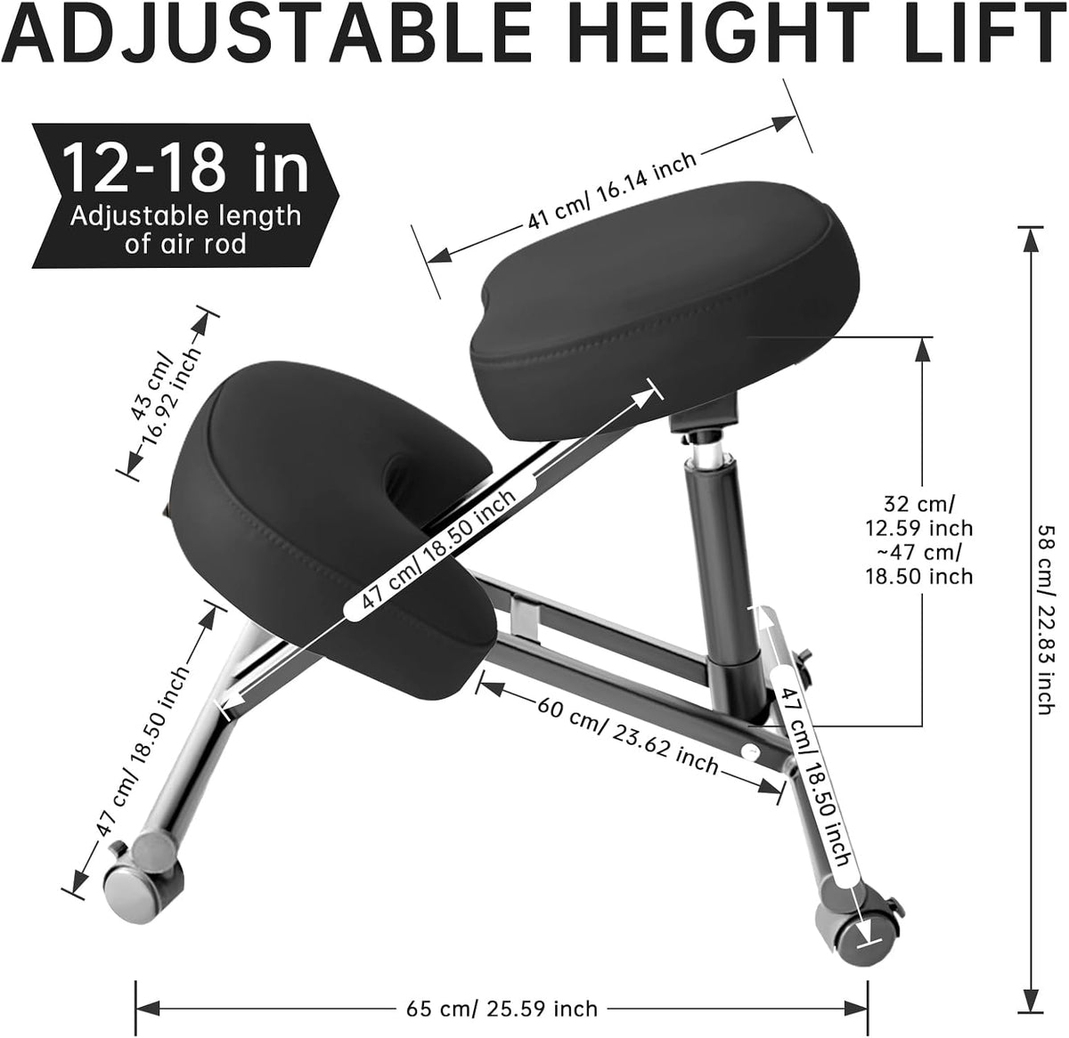Adjustable PU Leather Ergonomic Kneeling Chair
