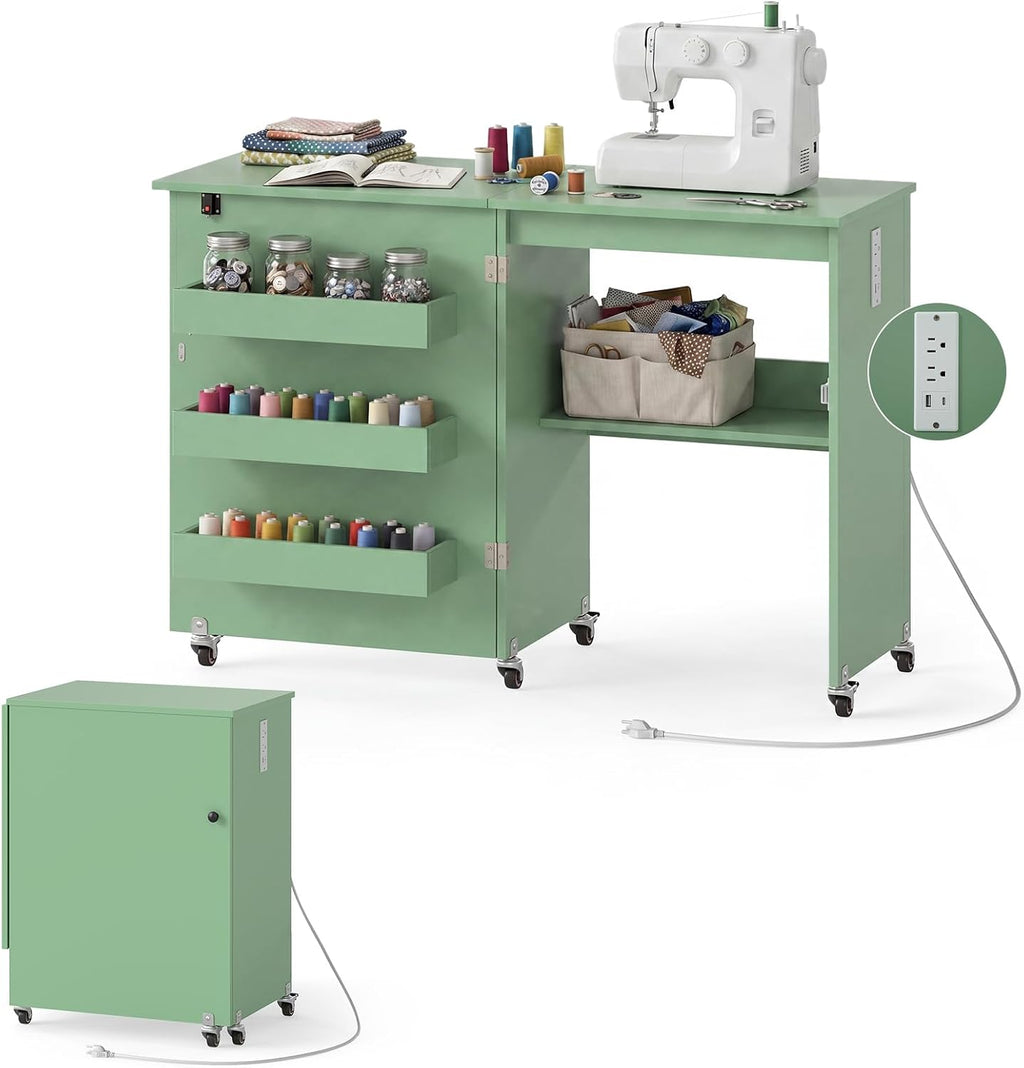 Rolling Foldable Charging Storage Sewing Table