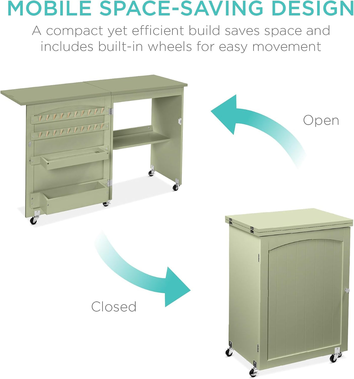 Wheeled Foldable Multi Storage Sewing Craft Table