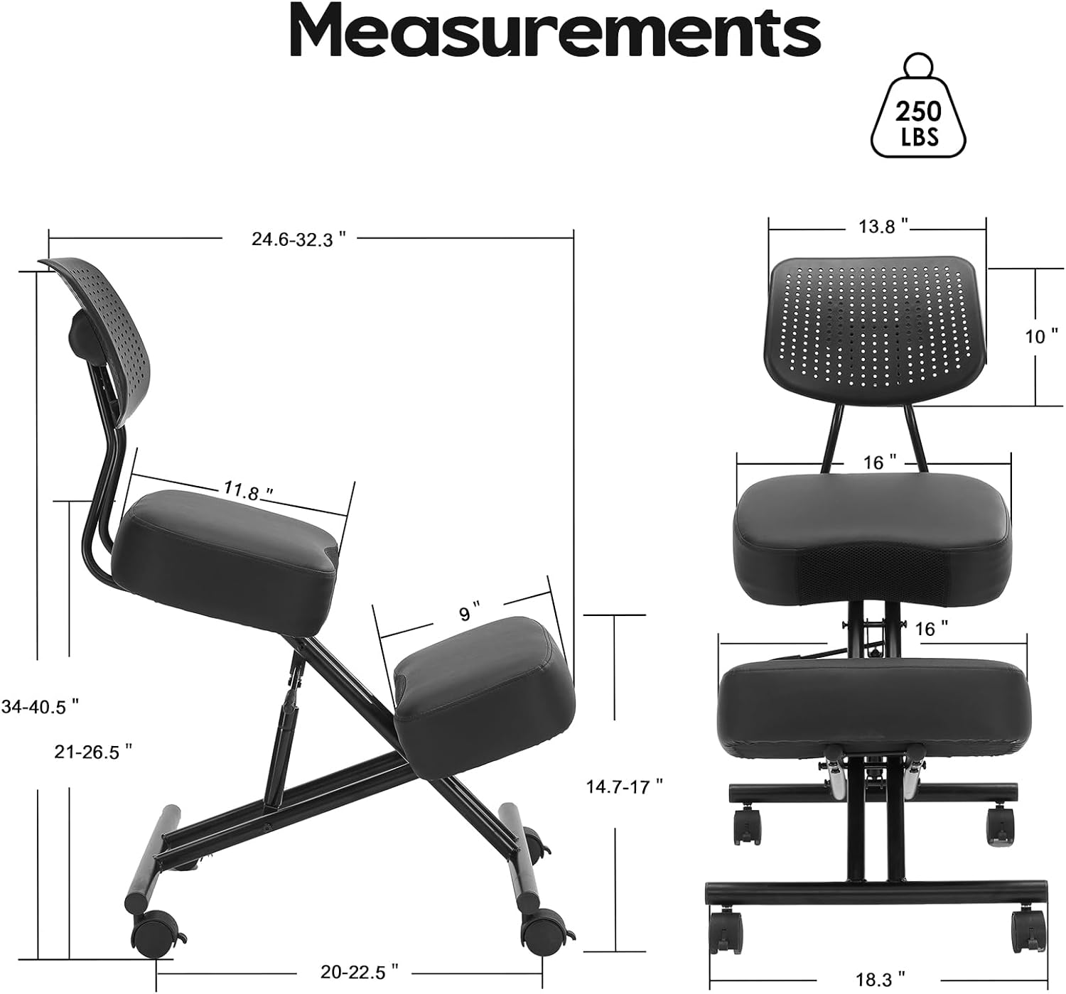 Adjustable PU Leather Backrest Kneeling Chair