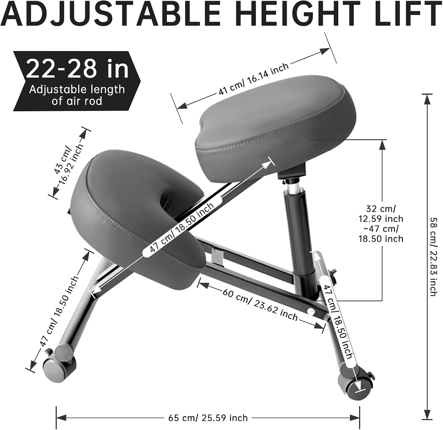 Ergonomic PU Leather Adjustable Kneeling Chair