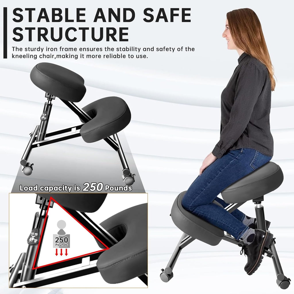 Ergonomic PU Leather Adjustable Kneeling Chair