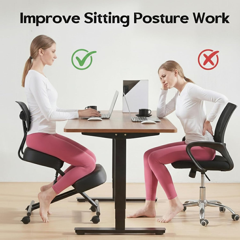 Adjustable PU Leather Backrest Kneeling Chair