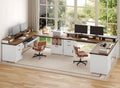 Farmhouse Charging L-Shaped Executive Desk Set