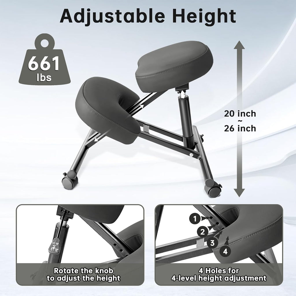 Ergonomic PU Leather Adjustable Kneeling Chair