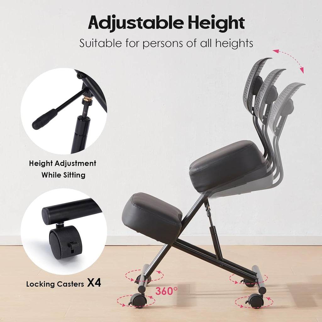 Adjustable PU Leather Backrest Kneeling Chair