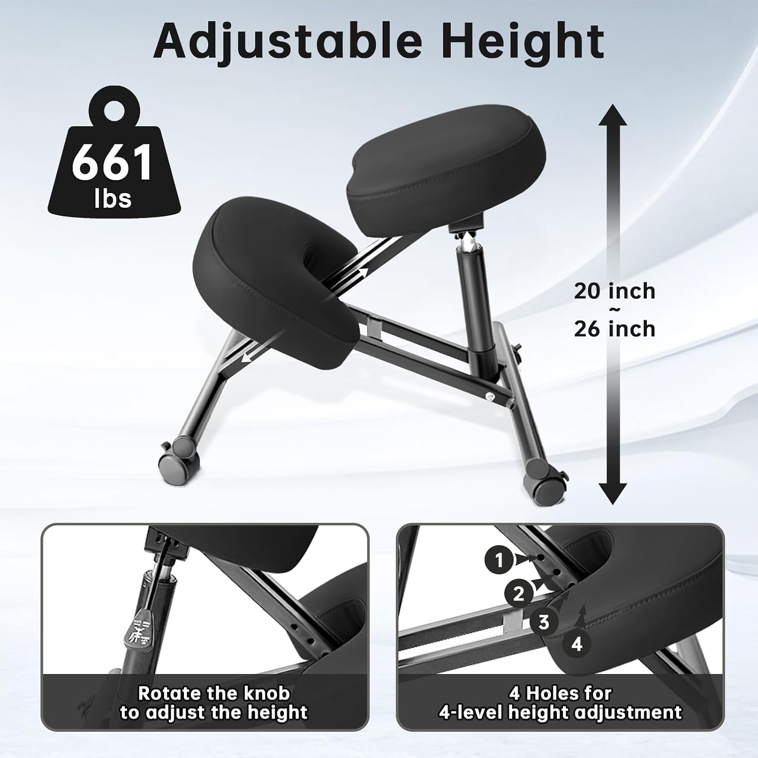 Adjustable PU Leather Ergonomic Kneeling Chair