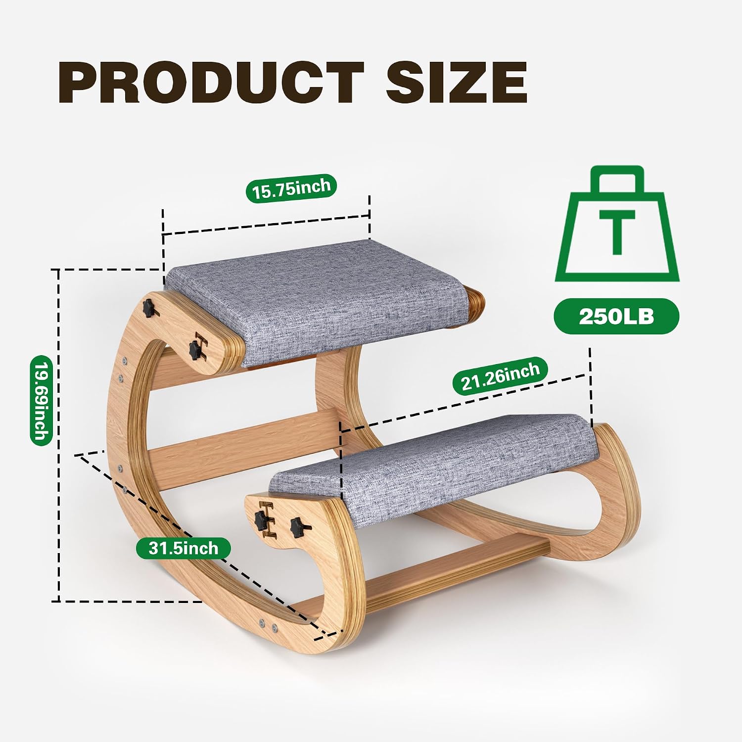 Wood Frame Ergonomic Adjustable Kneeling Chair