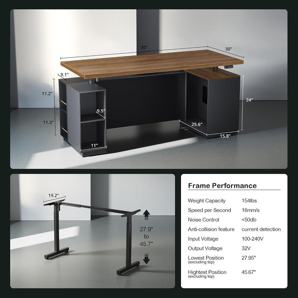 Electric USB L-Shaped Executive Standing Desk