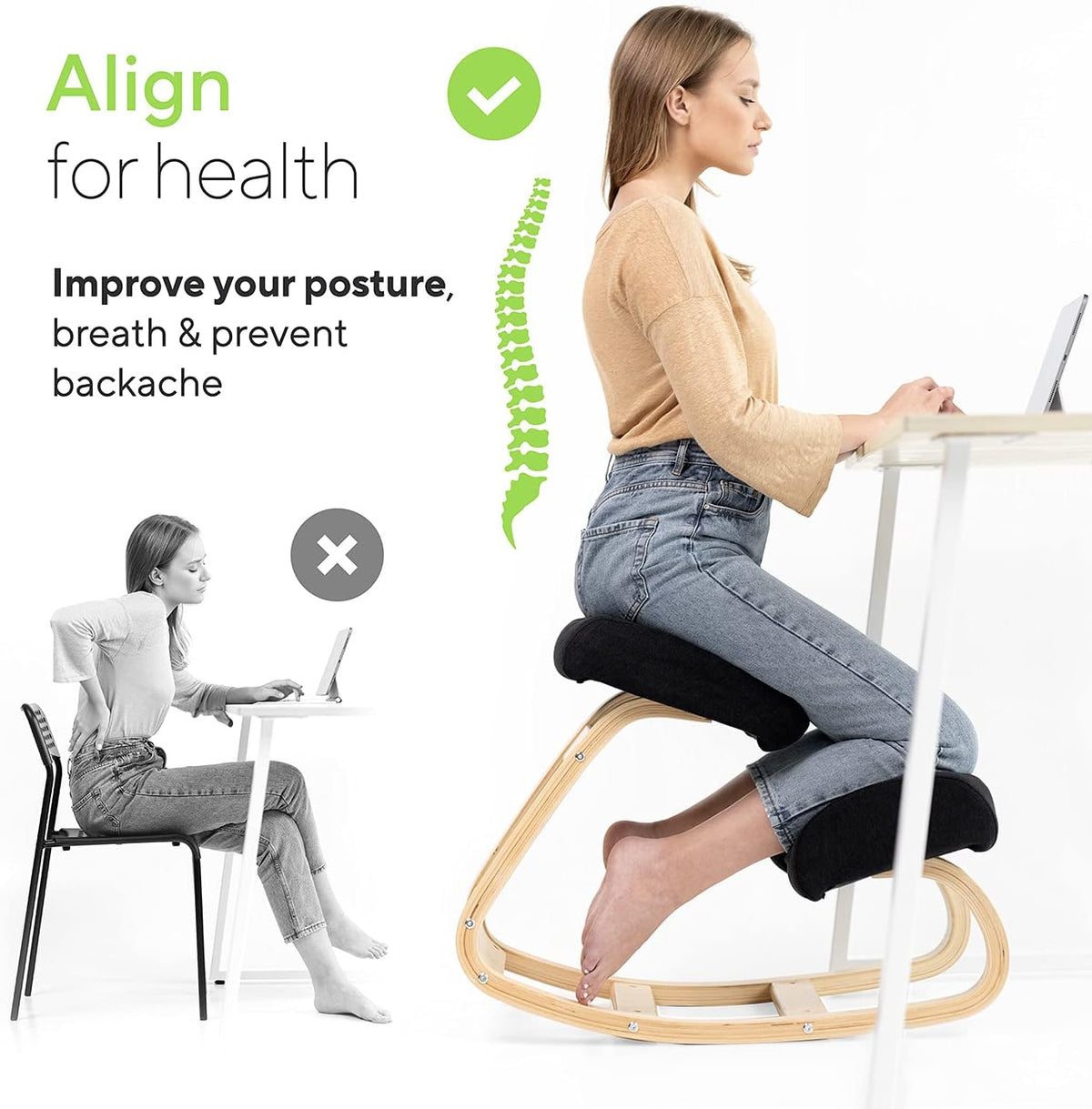 Foam Padded Ergonomic Rocking Kneeling Chair
