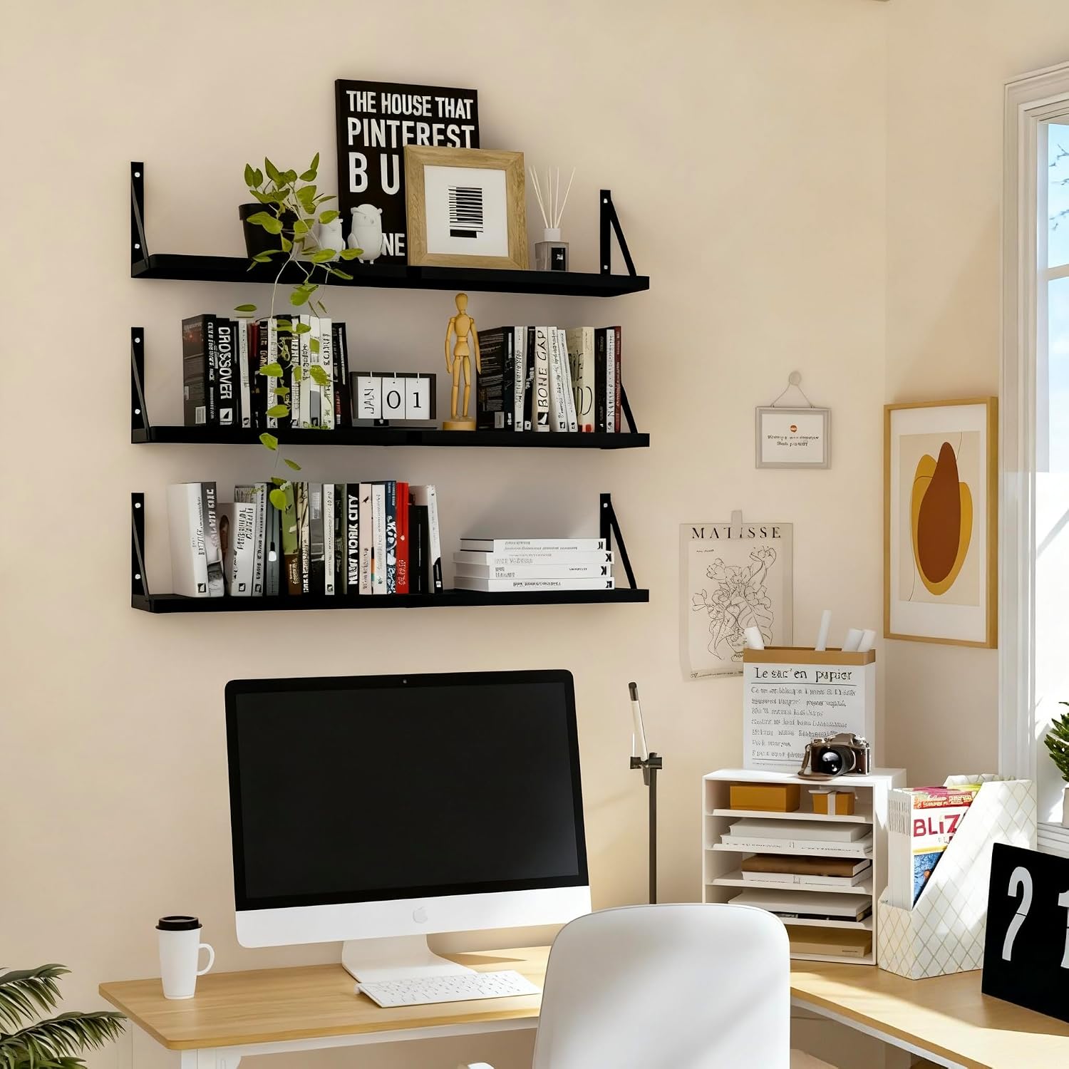 Wood Wall Floating Multi-Room Storage Shelves