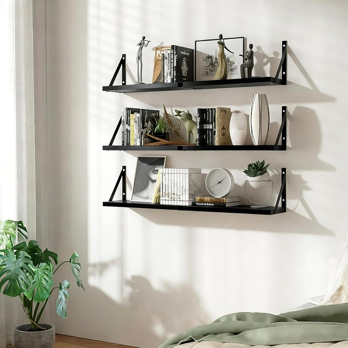 Wood Wall Floating Multi-Room Storage Shelves