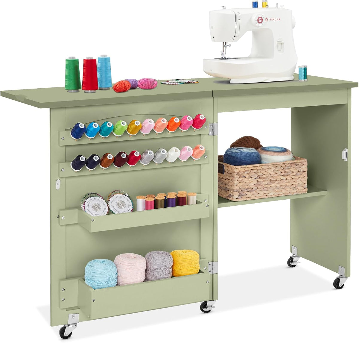 Wheeled Foldable Multi Storage Sewing Craft Table