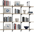 Adjustable Burnt Long Floating Wall Bookshelf