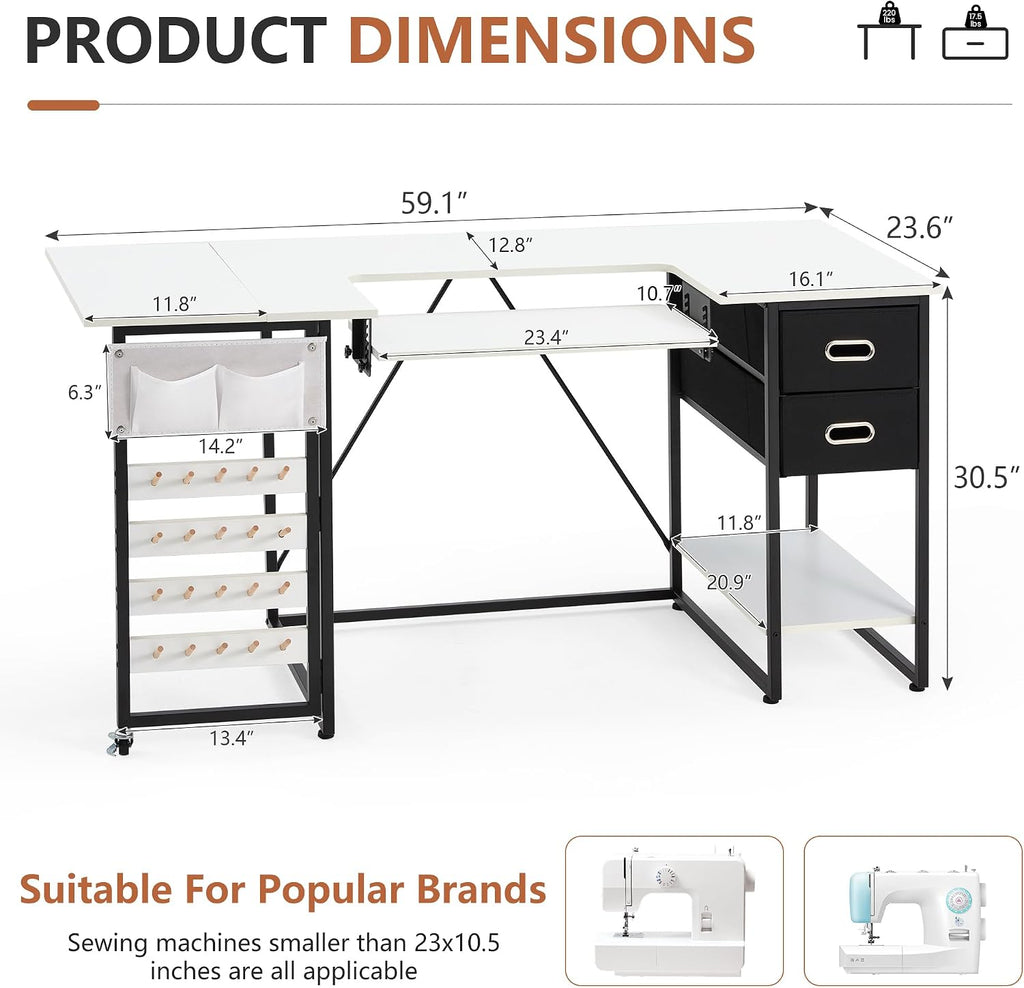 Adjustable Foldable Storage Sewing Craft Table