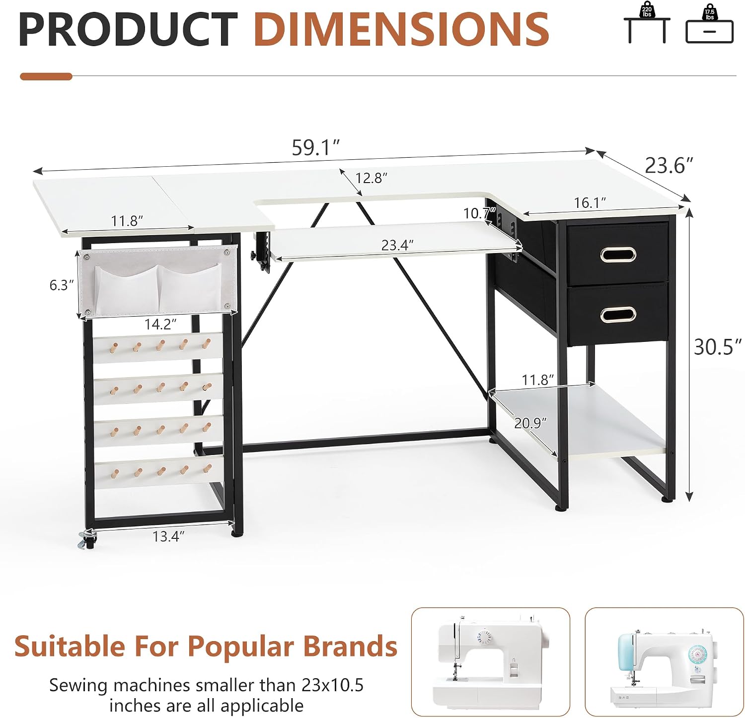 Adjustable Foldable Storage Sewing Craft Table