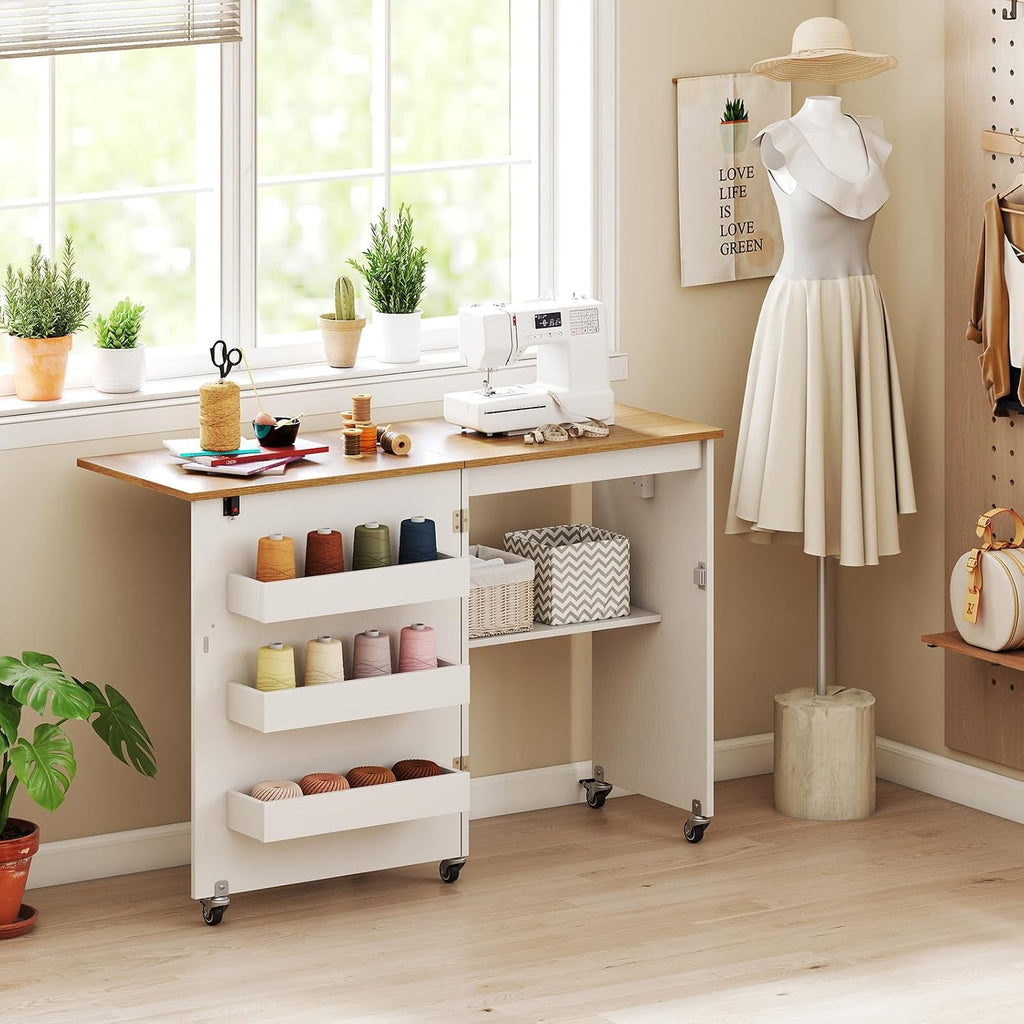 Rolling Foldable Charging Storage Sewing Table
