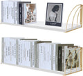 Pine Gold Trim Floating Wall Storage Shelves
