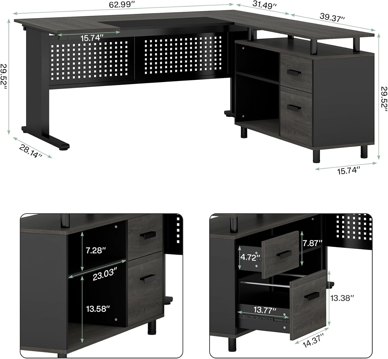 Large Storage L-Shaped Executive Desk Set