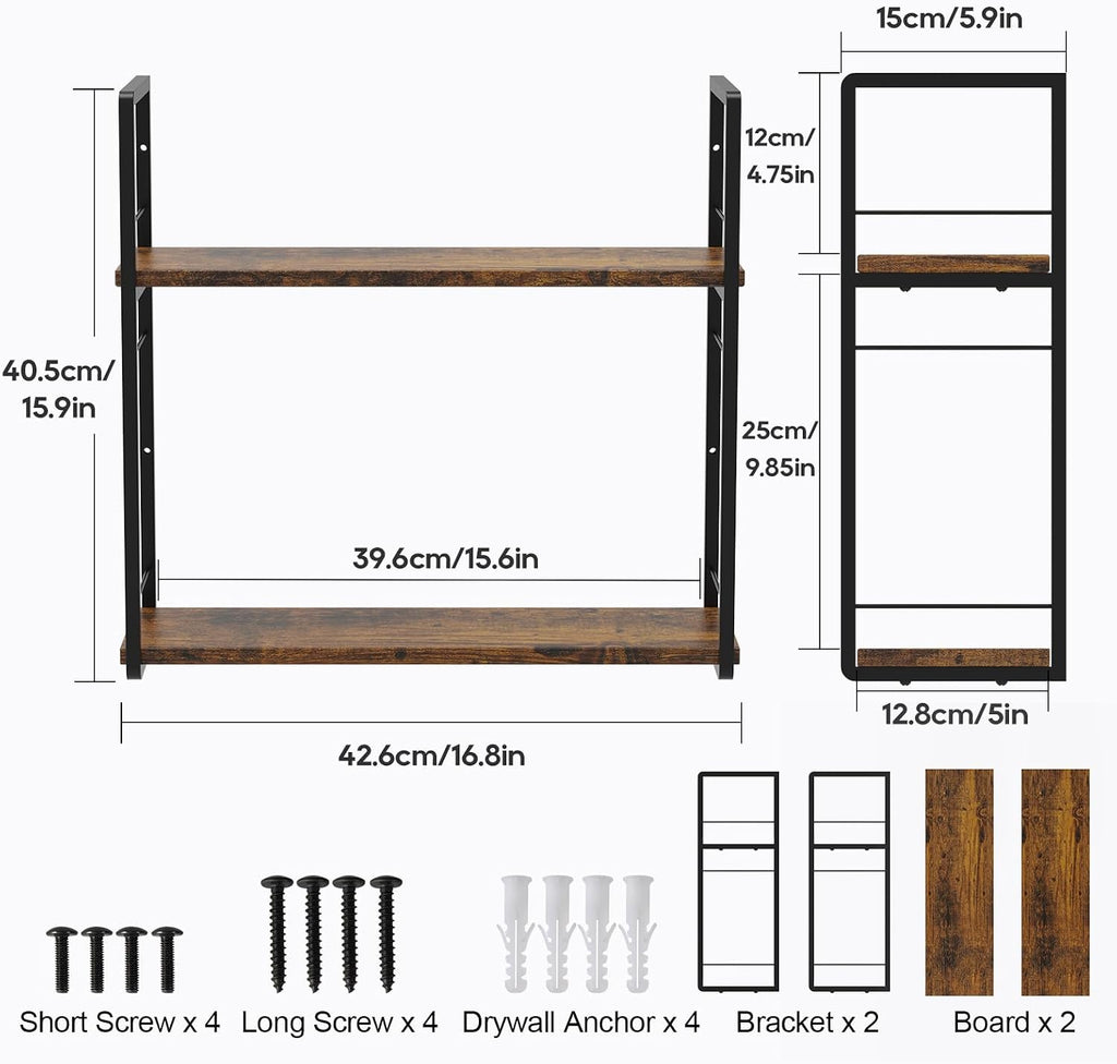 Two-Tier Wall Floating Book Storage Shelves