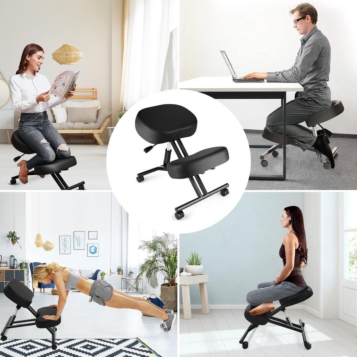 Adjustable Cushioned Ergonomic Kneeling Chair