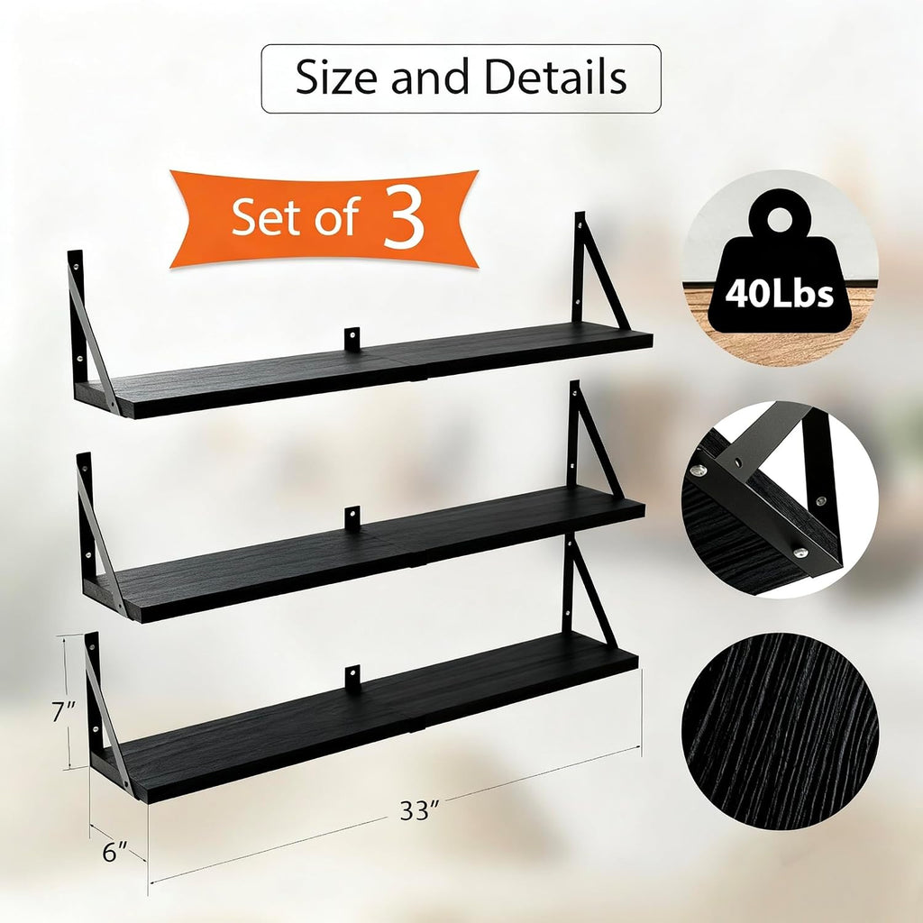 Wood Wall Floating Multi-Room Storage Shelves