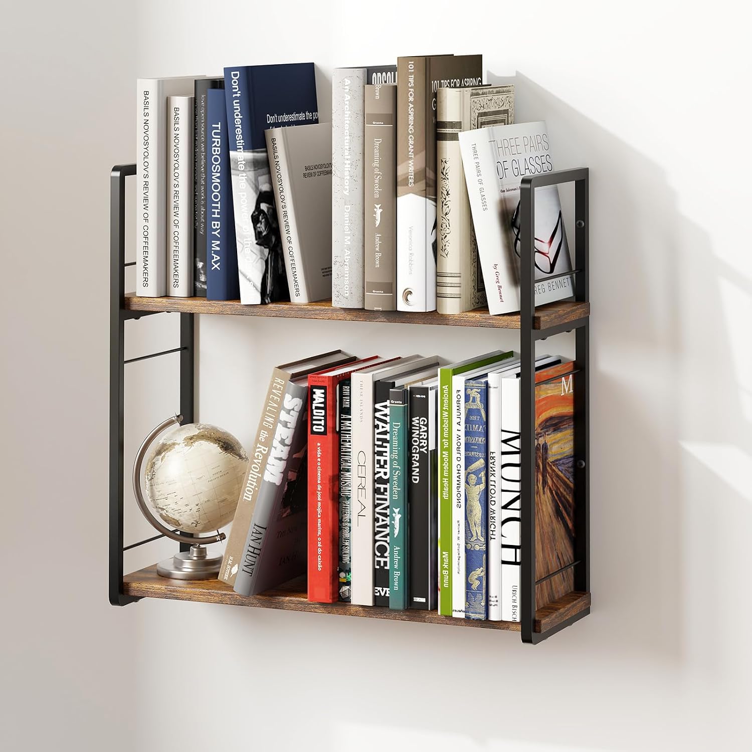 Two-Tier Wall Floating Book Storage Shelves
