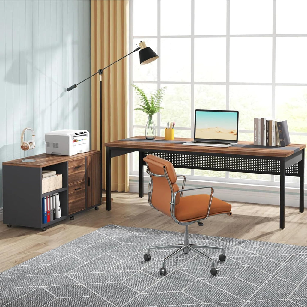 Storage L-Shaped Executive Desk Cabinet Set