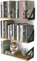 Rustic Wood Metal Floating Wall Shelves