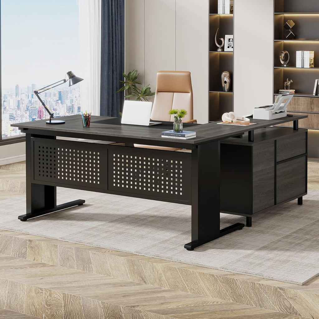 Large Storage L-Shaped Executive Desk Set