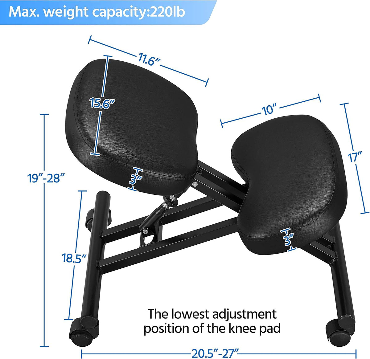 Adjustable Faux Leather Rolling Kneeling Chair