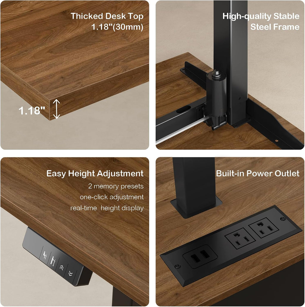 Electric USB L-Shaped Executive Standing Desk