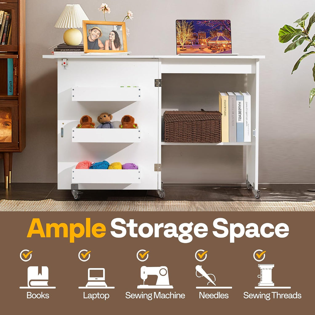 Rolling Foldable Storage Lift Sewing Table