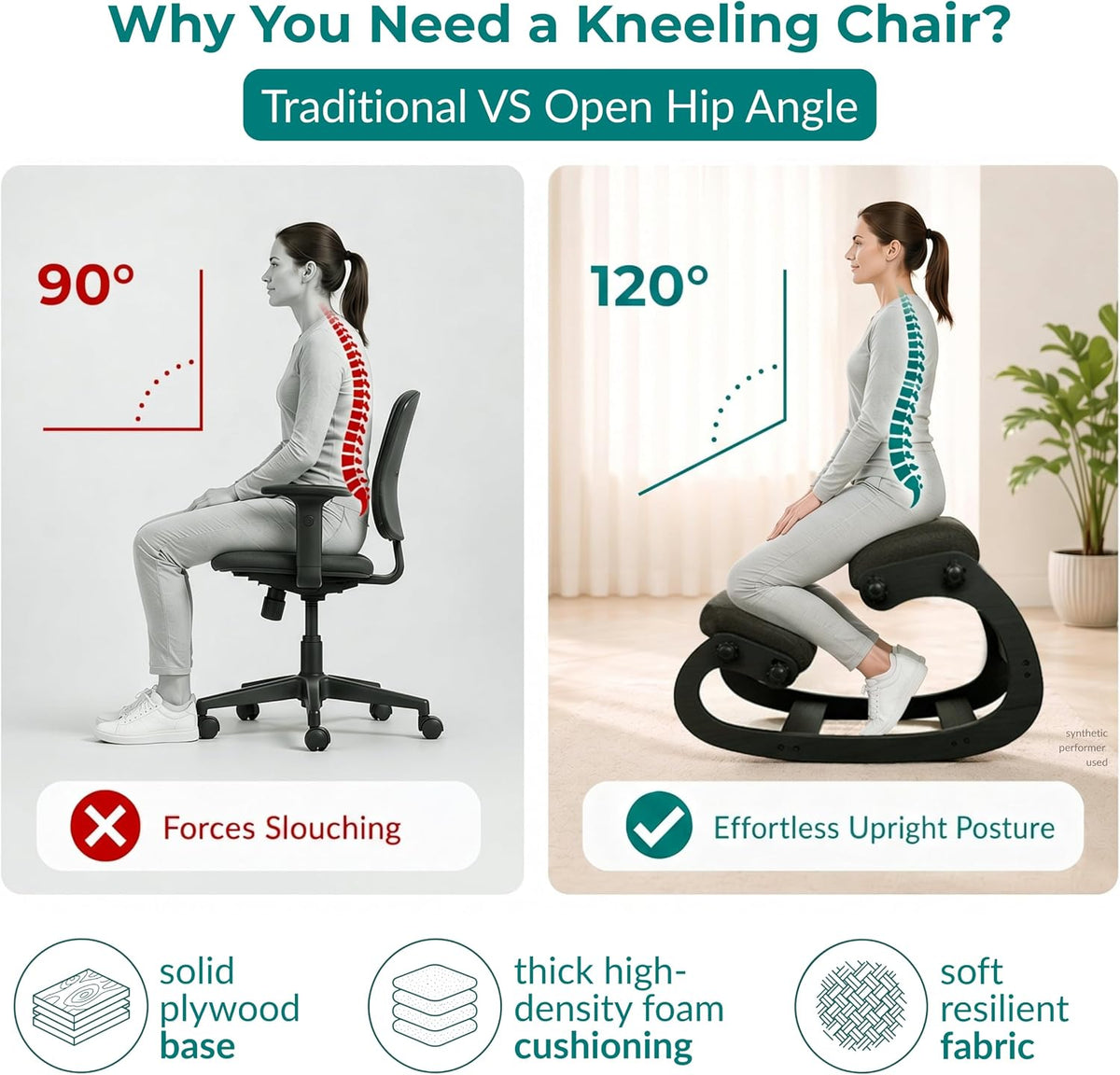 Adjustable Rocking Ergonomic Posture Kneeling Chair