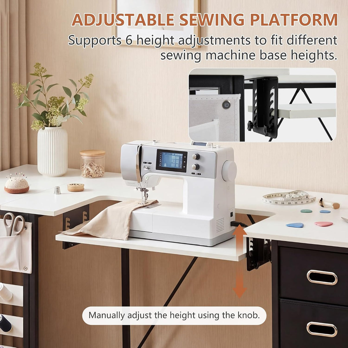 Adjustable Foldable Storage Sewing Craft Table
