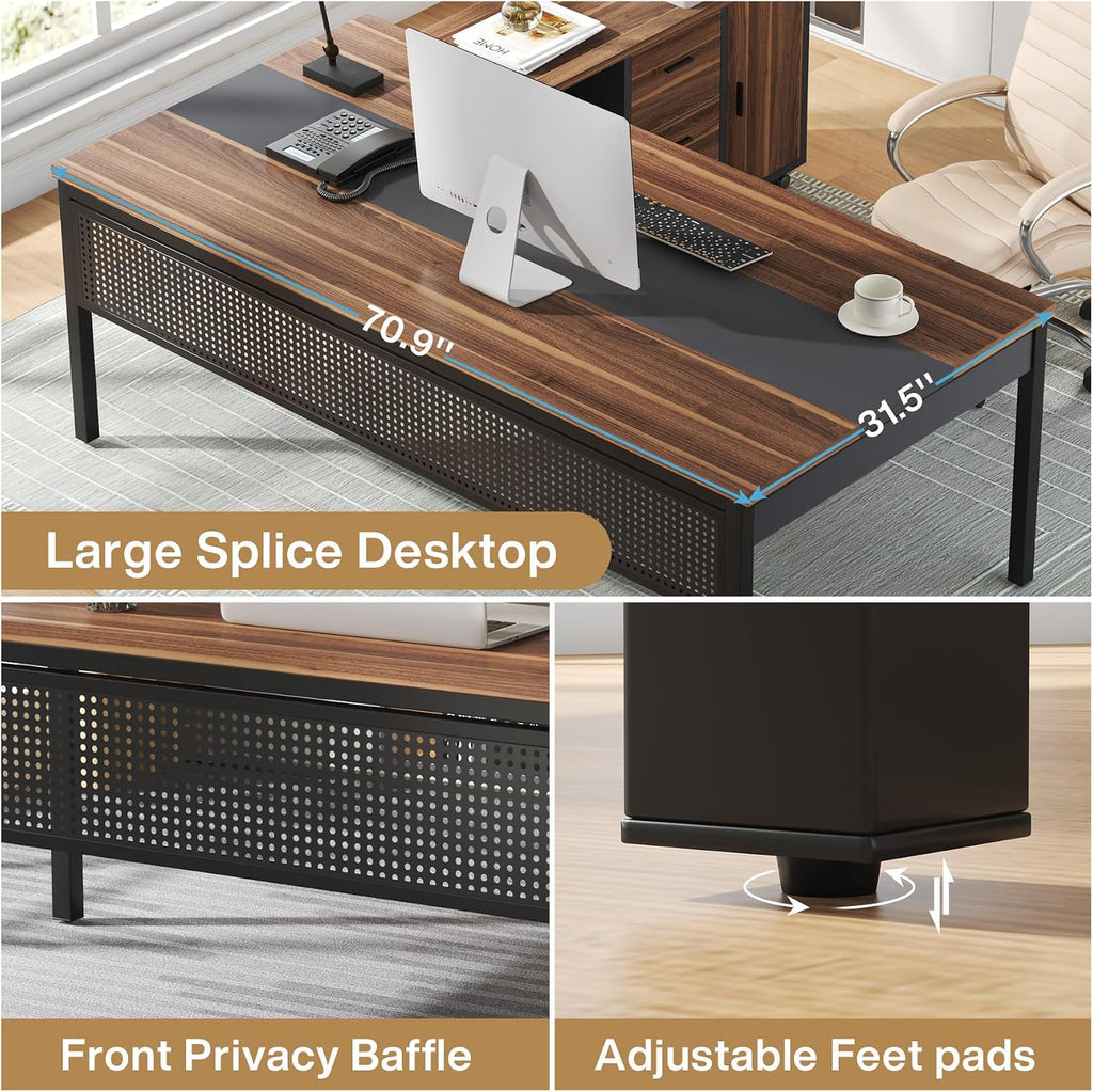 Storage L-Shaped Executive Desk Cabinet Set