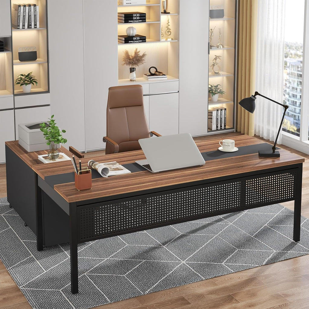 Storage L-Shaped Executive Desk Cabinet Set