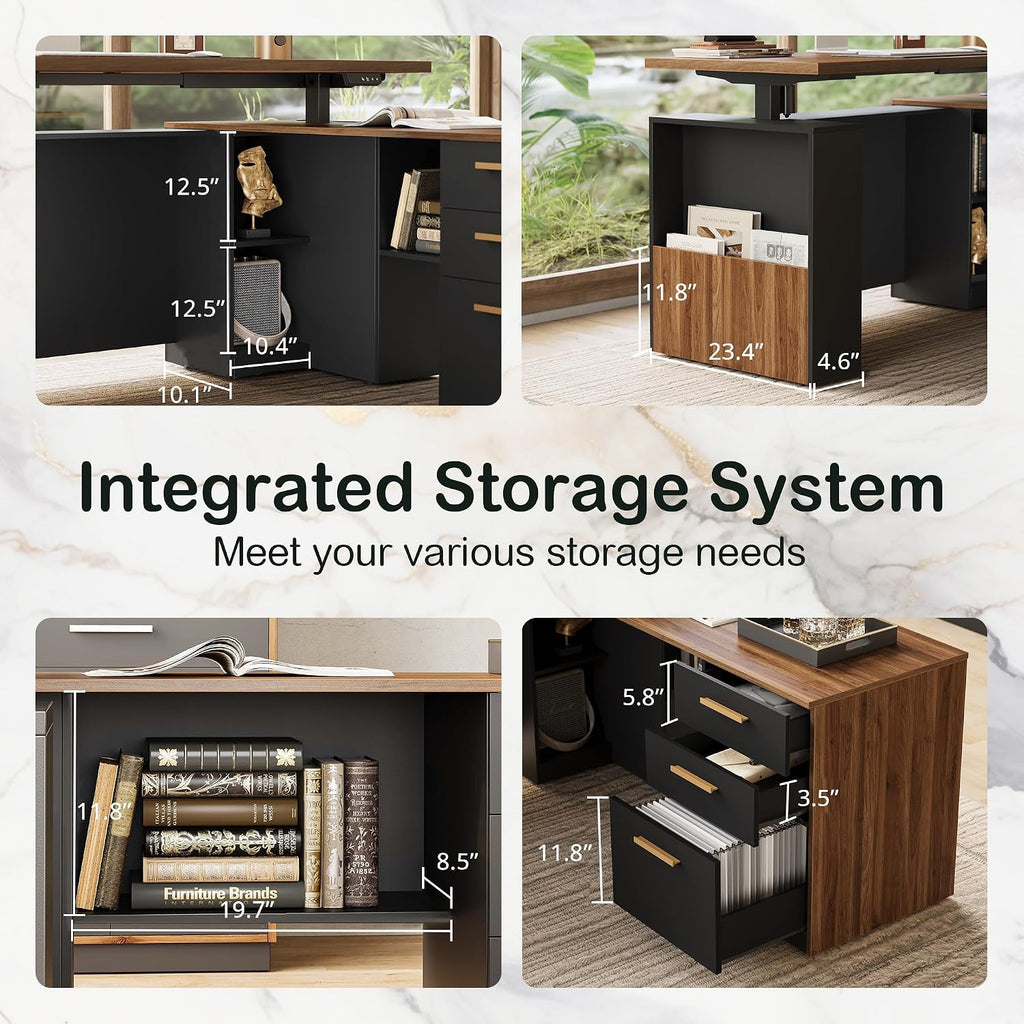 Electric Storage L-Shaped Executive Standing Desk
