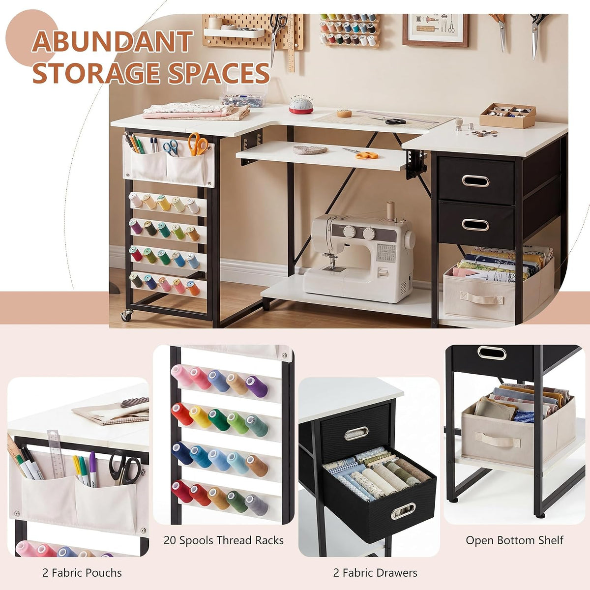 Adjustable Foldable Storage Sewing Craft Table