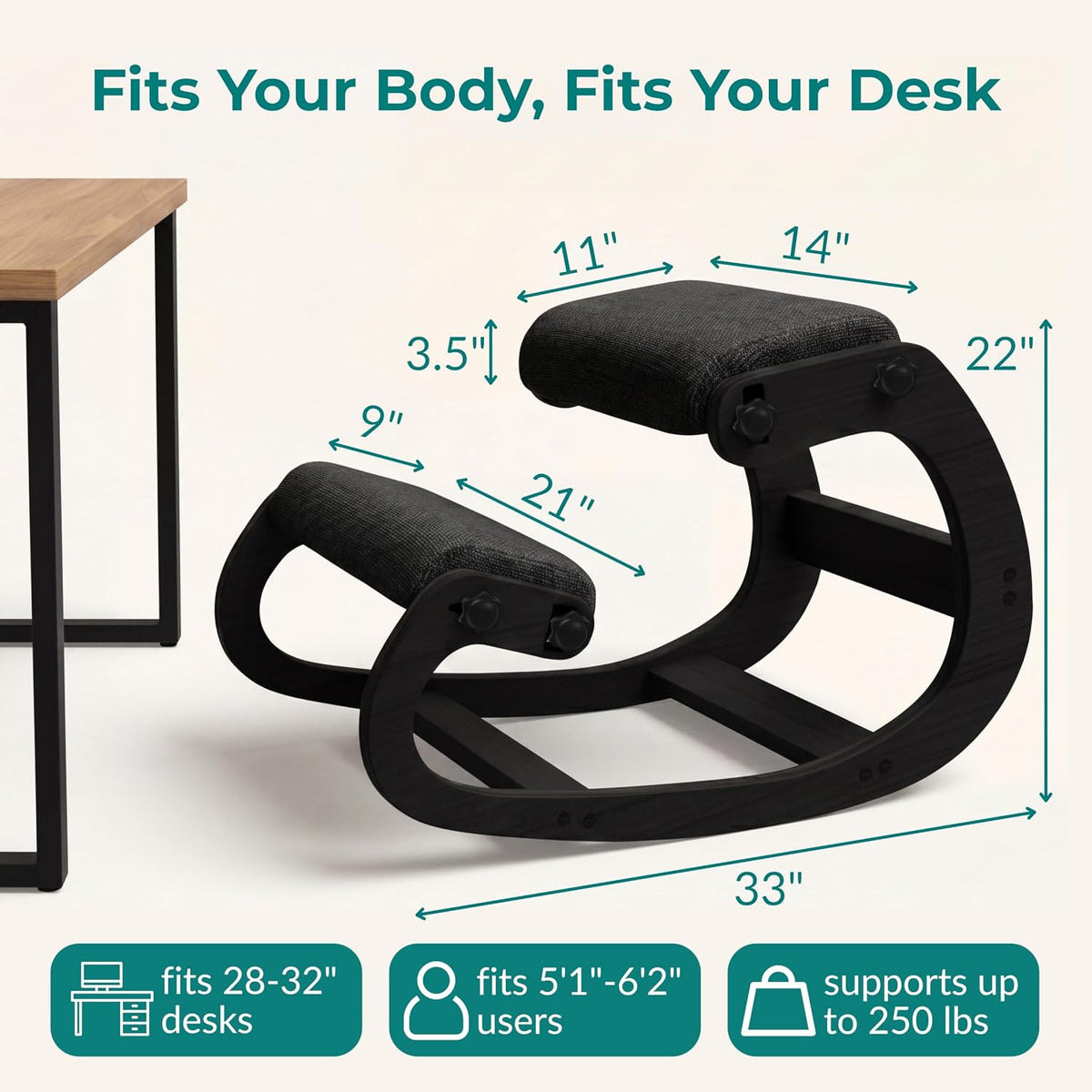 Adjustable Rocking Ergonomic Posture Kneeling Chair