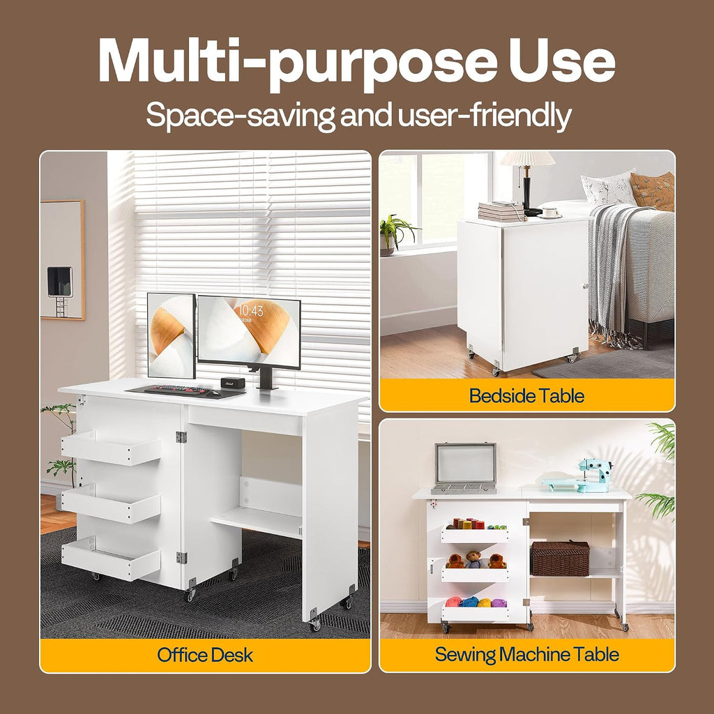 Rolling Foldable Storage Lift Sewing Table