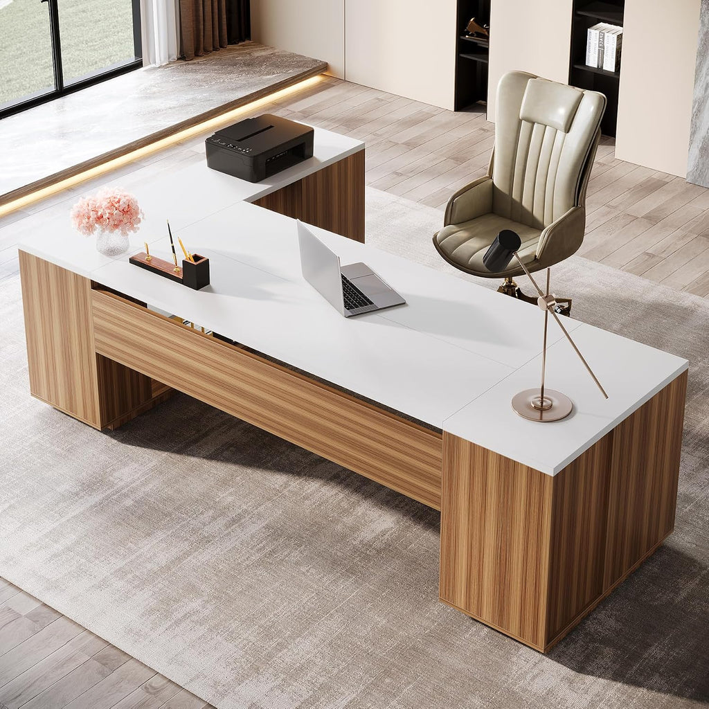 Large Storage L-Shaped Executive Office Desk