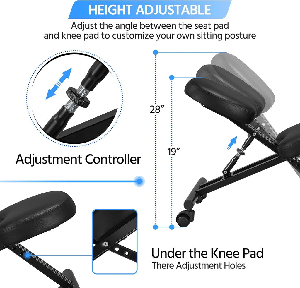 Adjustable Faux Leather Rolling Kneeling Chair