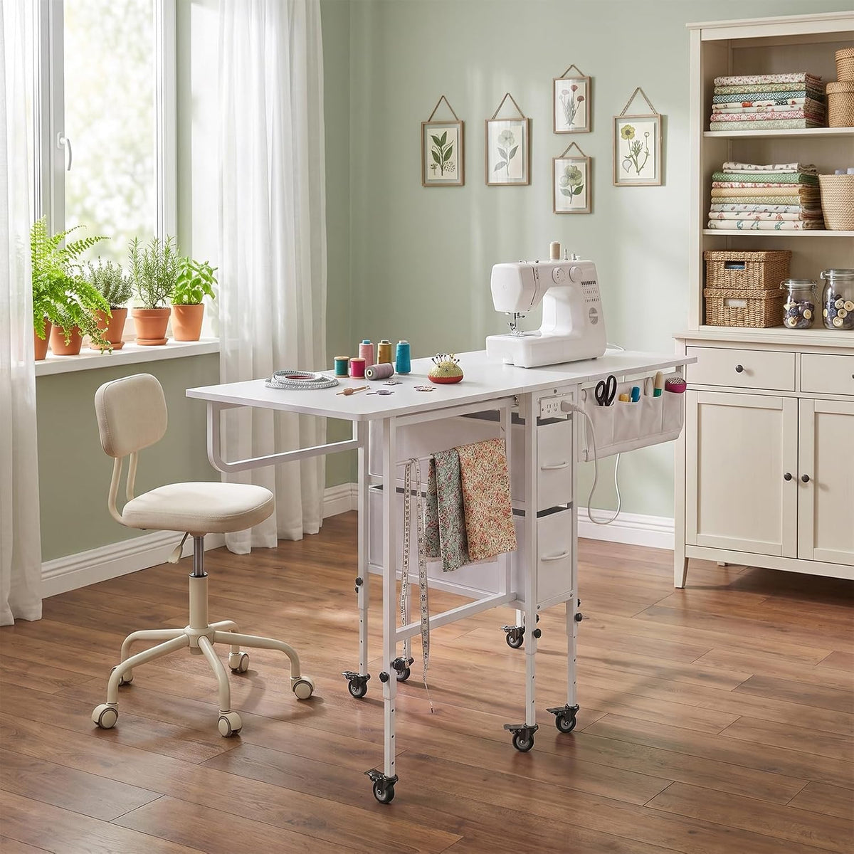 Wheeled Foldable Charging Adjustable Sewing Table