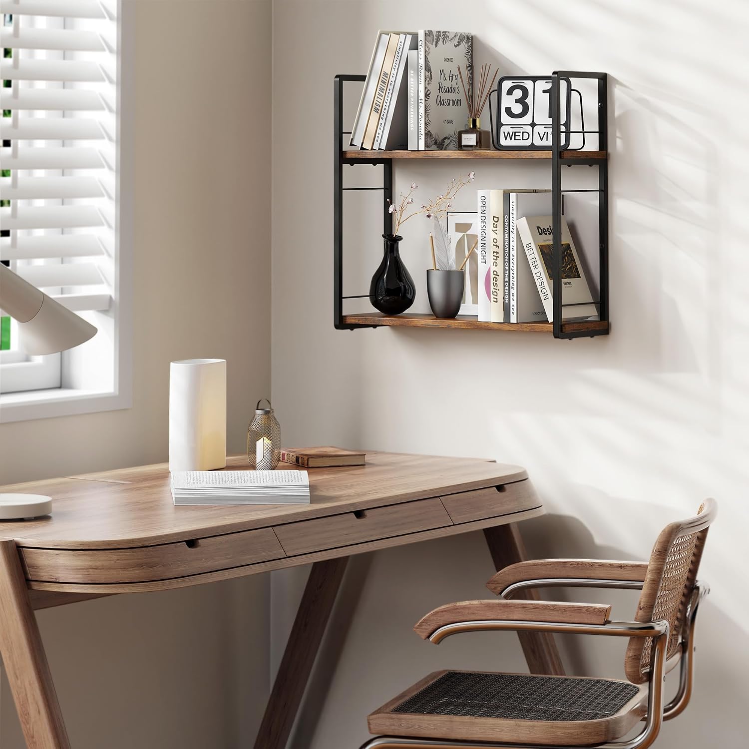 Two-Tier Wall Floating Book Storage Shelves