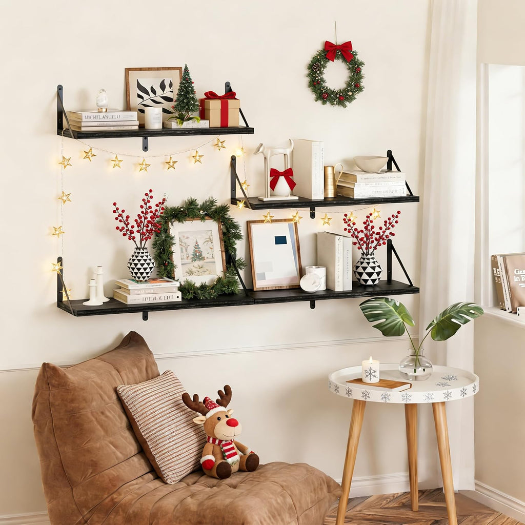 Wood Wall Mounted Floating Storage Shelves
