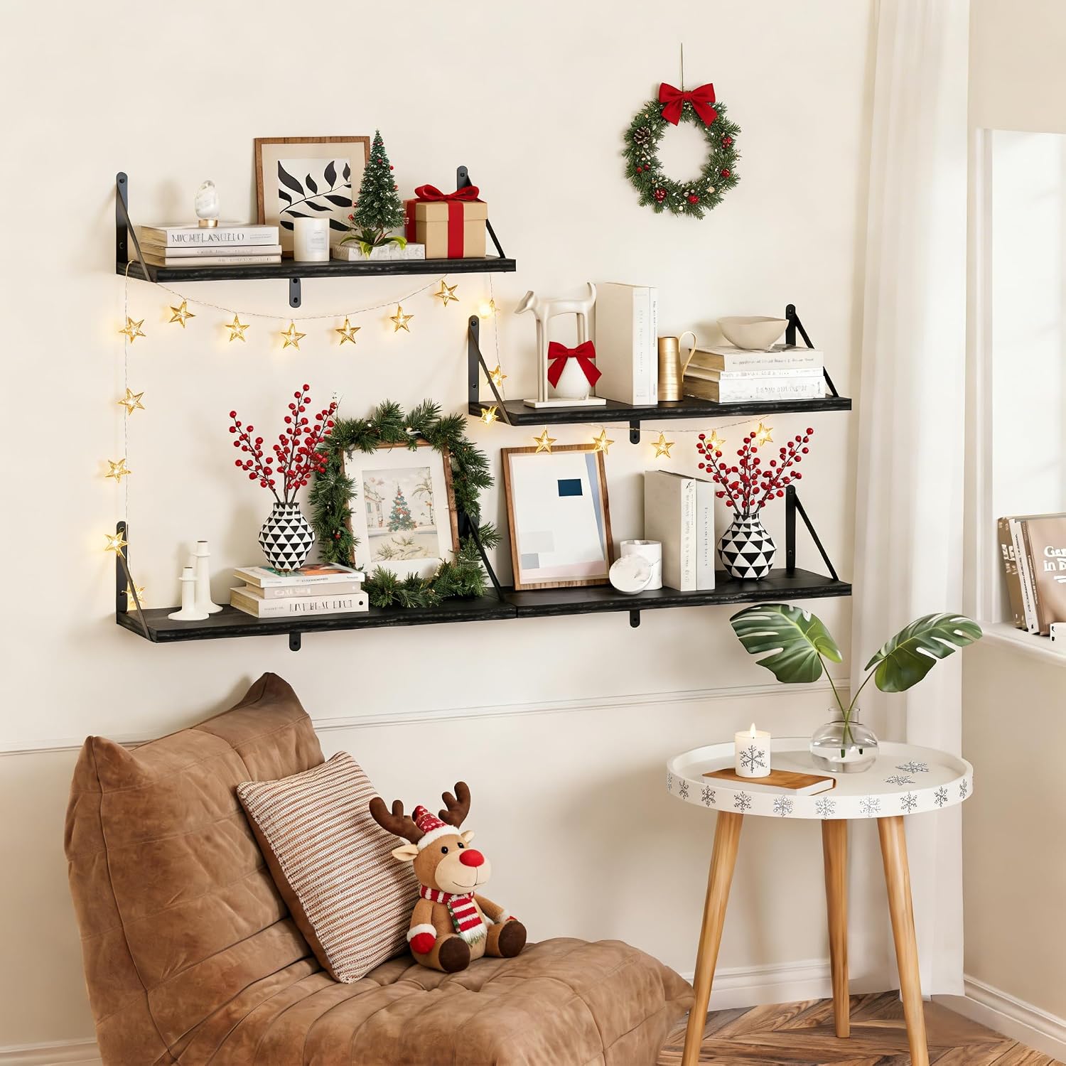 Wood Wall Mounted Floating Storage Shelves