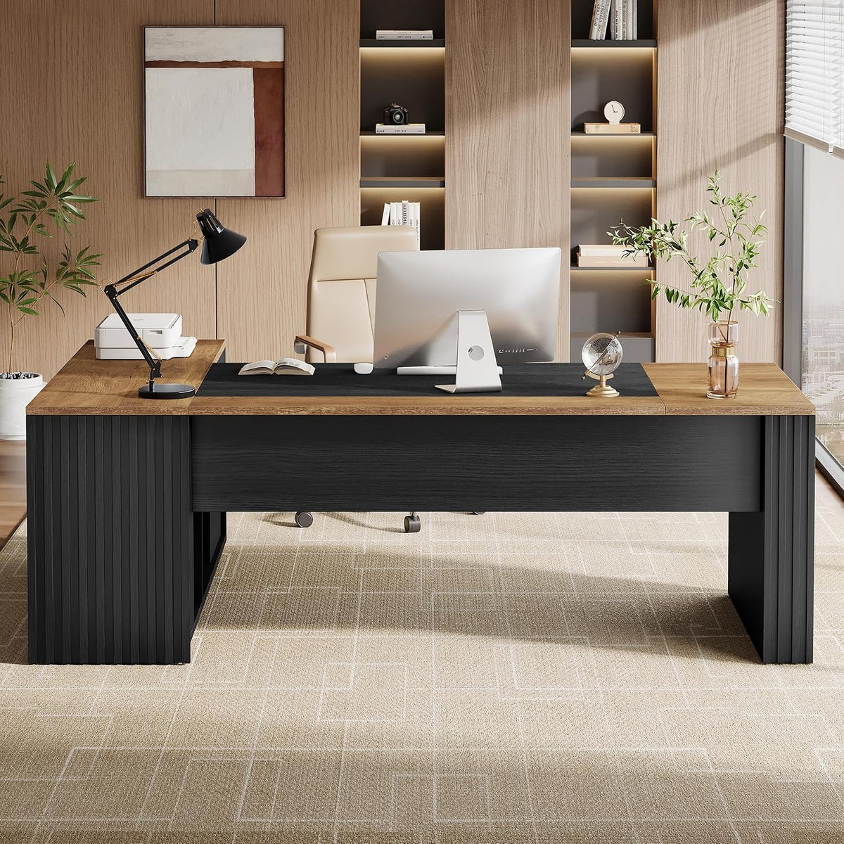Large Storage L-Shaped Executive Desk Set